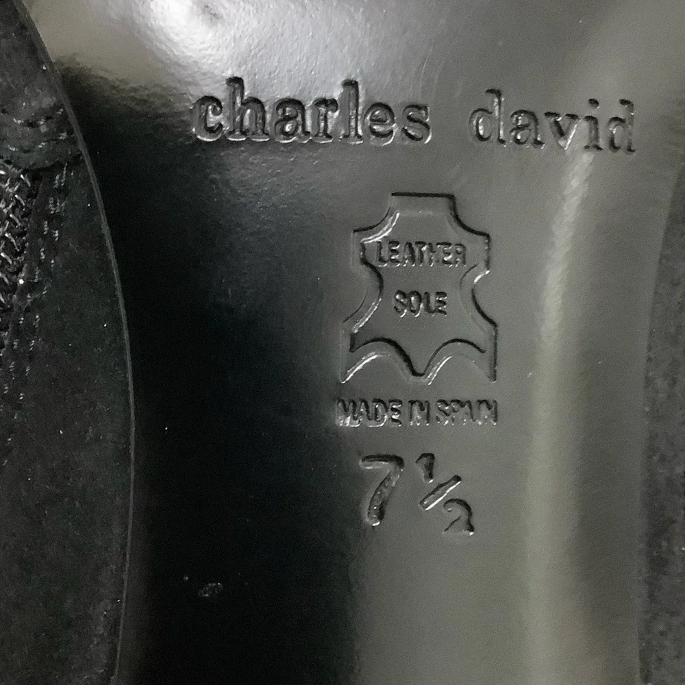 Charles David Black suede Heeled Boots, Size 7.5 - Picture 13 of 14